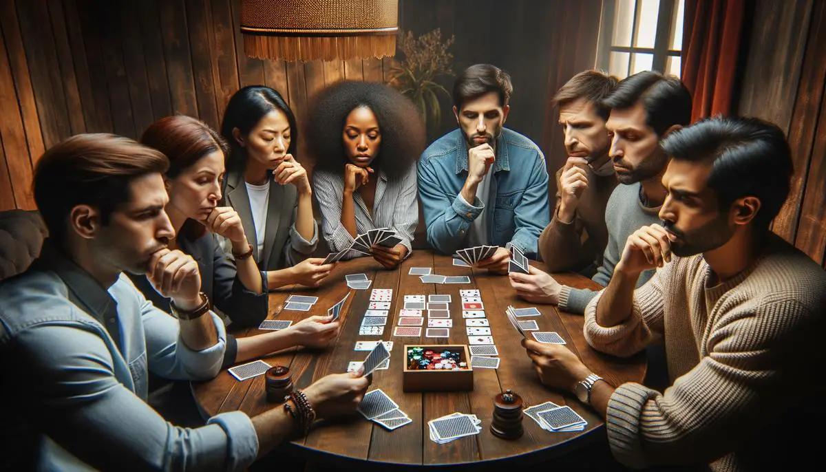An image of people playing the game Wolves, focusing on strategy and deception