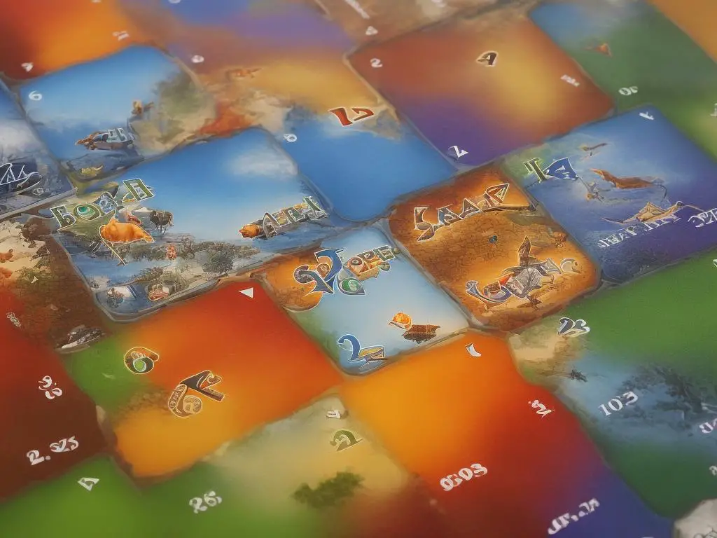 A board game image with different colors and animals on it.