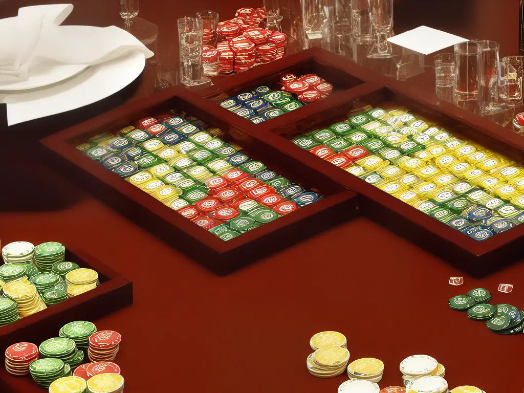 Baccarat table with cards and chips