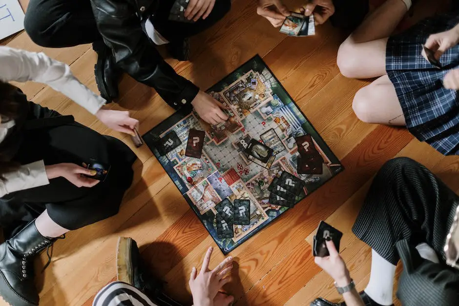 A group of people playing a board game on a table with various pieces and cards spread across the board.