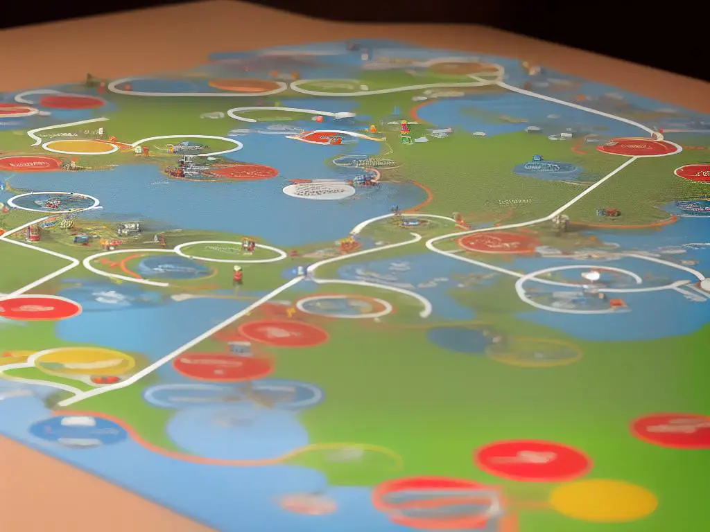 Image of a game board with a circular path representing the Rat Race in Cashflow board game.