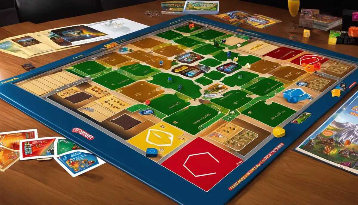 A collection of classic 90s board games including The Settlers of Catan, Pokemon Master Trainer, Scrabble Deluxe, Star Wars: The Interactive Video Board Game, Payday, and Cranium.