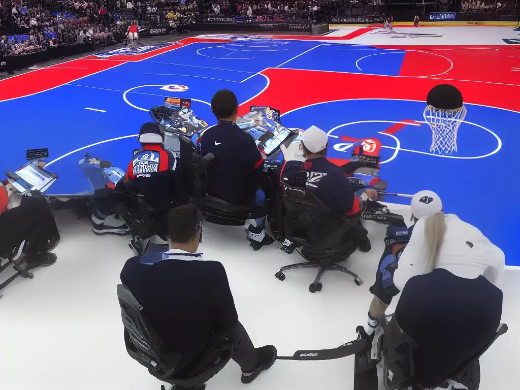 Two players sitting across from each other and looking at a vertical board with alternating blue and red disks.