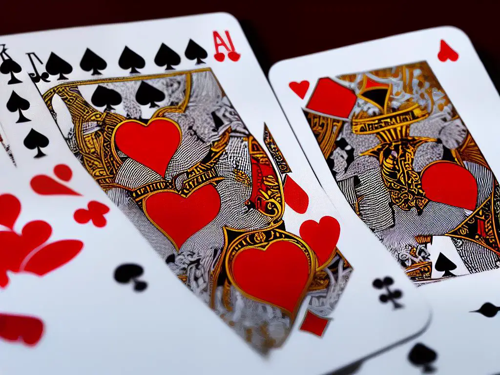 A deck of cards consisting of four different suits (hearts, clubs, spades and diamonds) as well as a Joker card with different values.