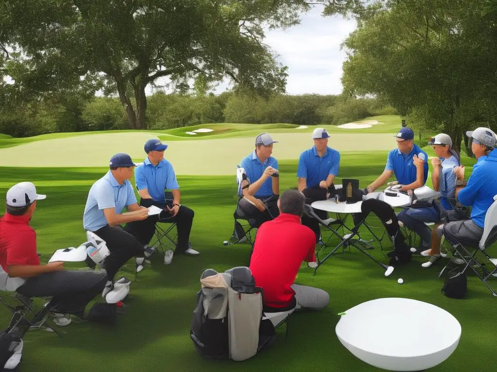 A group of people sitting around a table playing the Golf card game