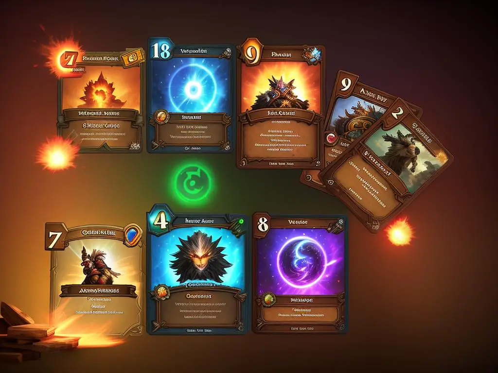 An image showing the evolution of Hearthstone's meta with different cards and deck archetypes.