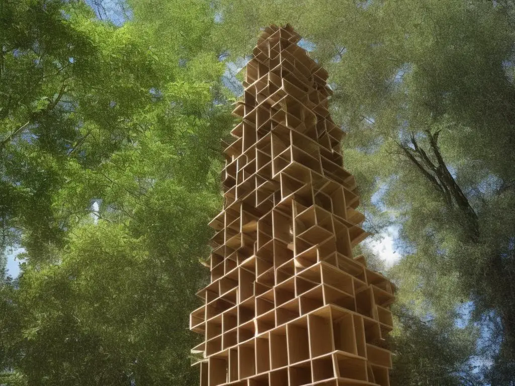 A photo of a Jenga tower that is several stories high with only one block remaining at the very top, illustrating the suspense and delicate balance of the game.