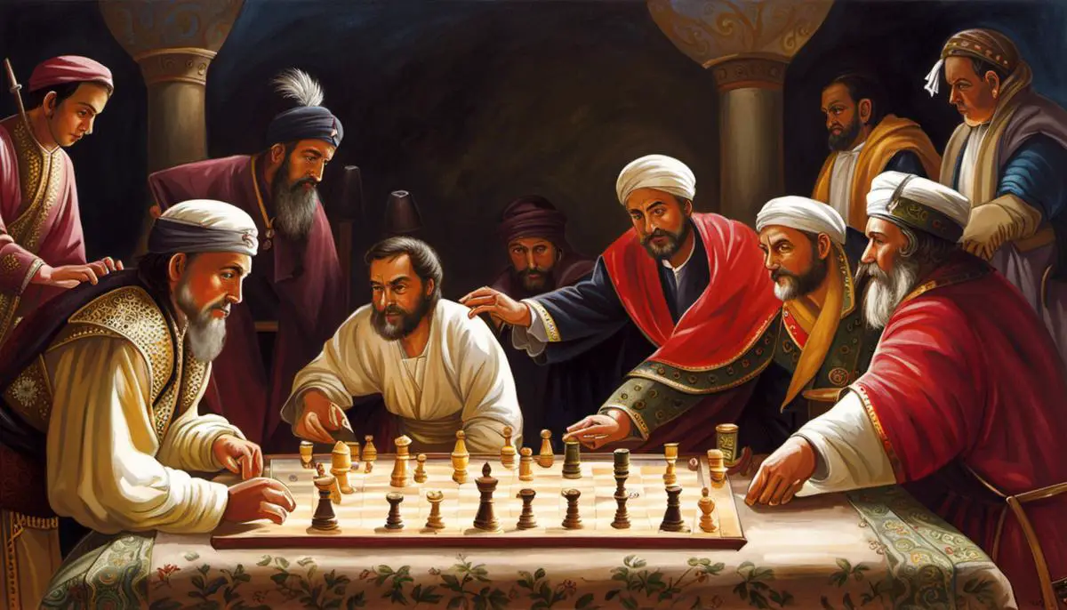 Image depicting players engaged in a game of Latrunculi, showing the strategic nature of the game.