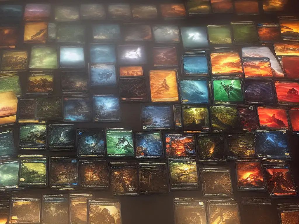 A picture of several Magic the Gathering cards from the early years of the game.