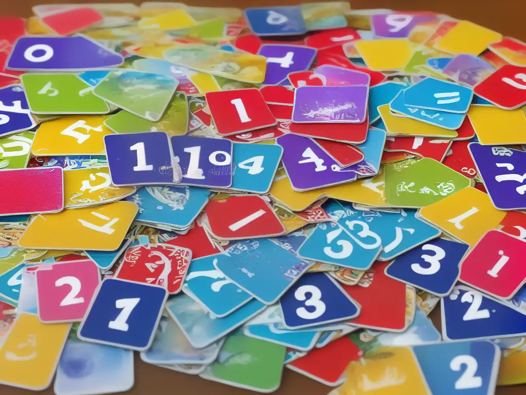 An image of a memory card game with various types of cards, such as animals, colors, shapes, and numbers, to illustrate the different types of content that can be included in a customized memory card game.