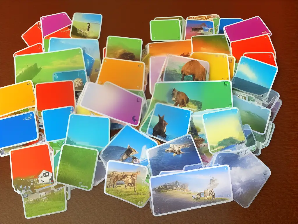 An example of a memory card game with brightly colored, textured cards featuring images of animals and objects.