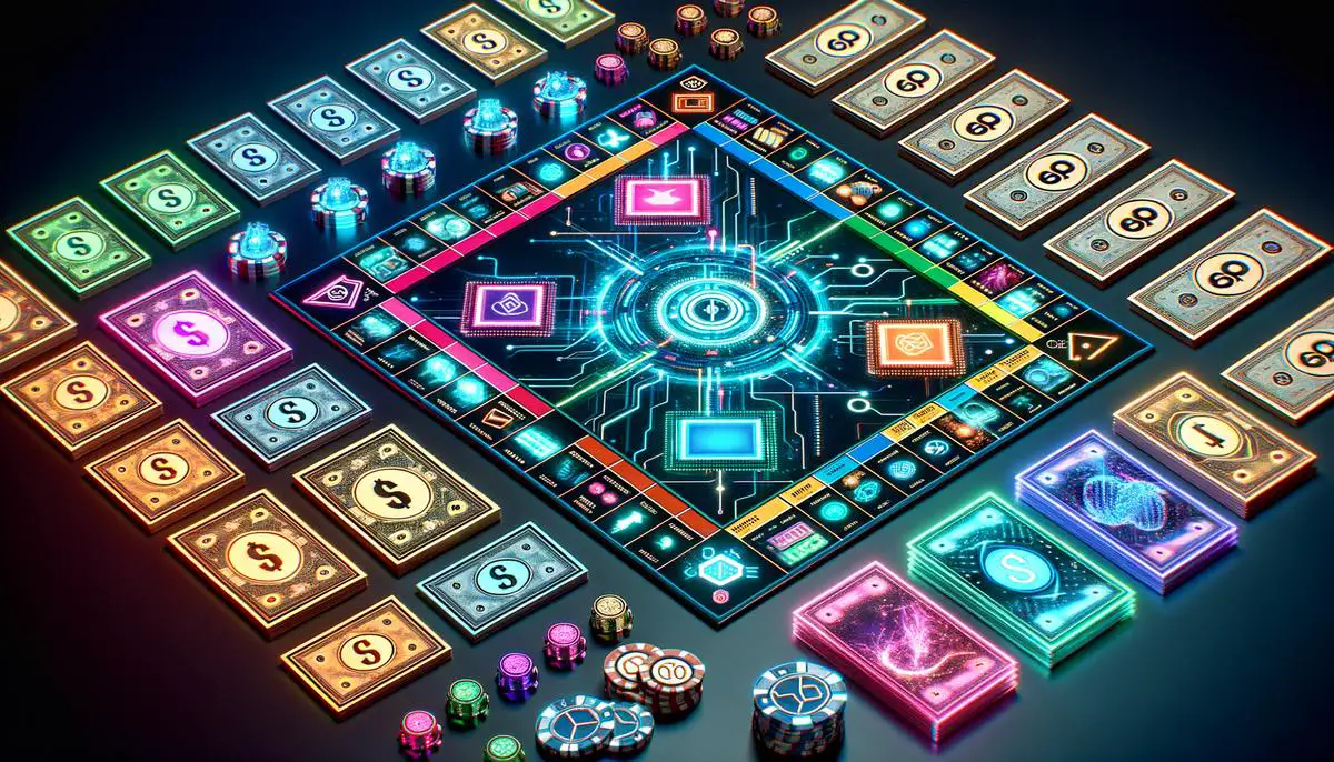 An image of a Monopoly board with digital elements to represent the technology advancements in the game
