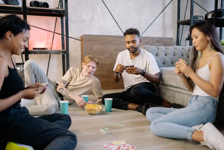A group of people laughing while playing the New Phone, Who Dis? card game.