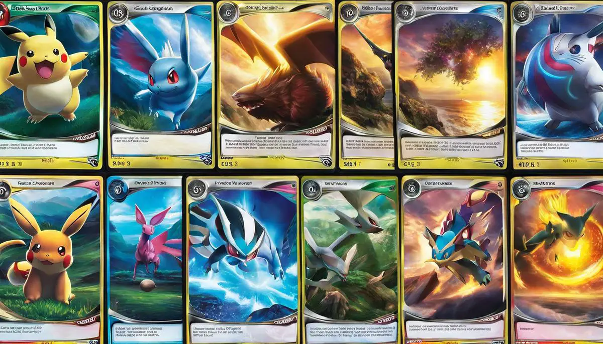 Image of a group of Pokémon cards from different sets that represents the global Pokémon TCG community