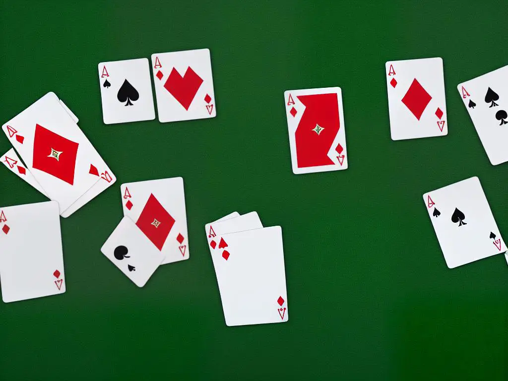 An illustration of three community cards (the flop) on a green poker table.