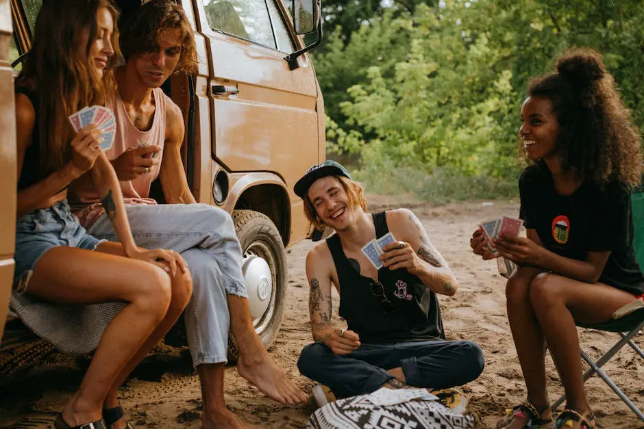 A group of friends sitting around a table playing a scary card game, their faces filled with anticipation and excitement