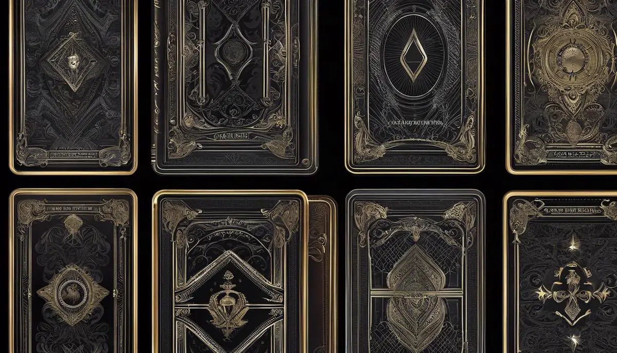 A dark image showing a set of eerie-looking playing cards with a ghostly design.