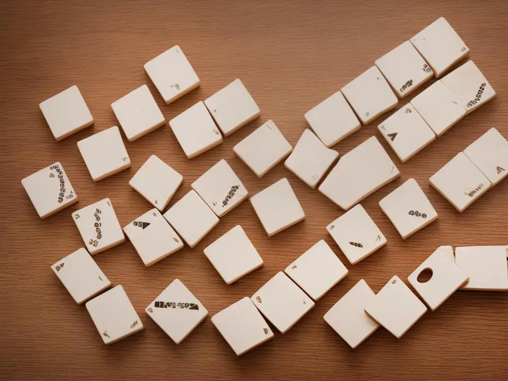 A wooden box with numbered tiles and two dice nearby.