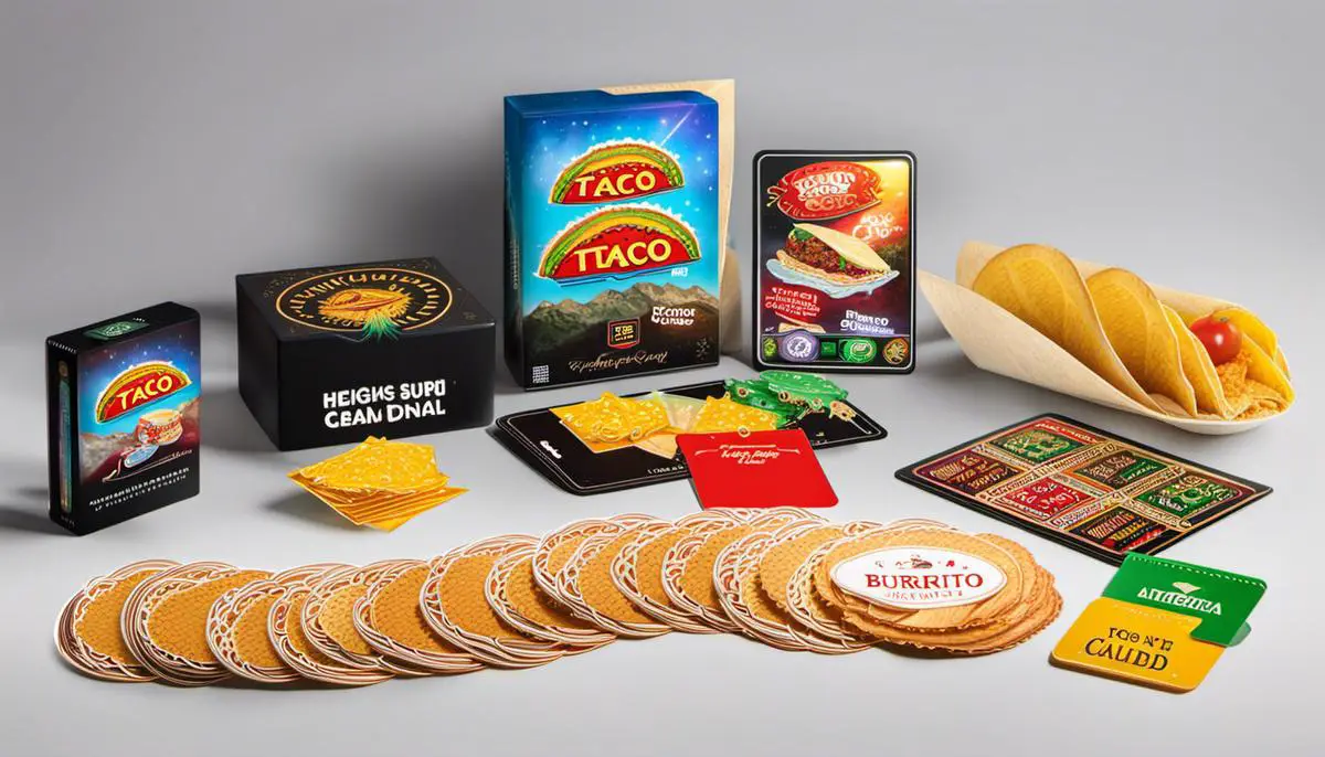 Image of Taco vs Burrito game components and cards.