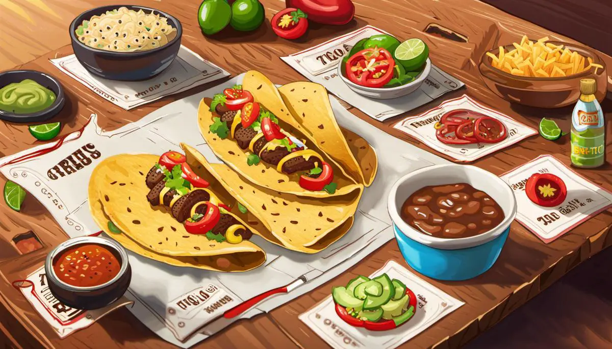 Illustration of game components and gameplay of Taco vs Burrito.