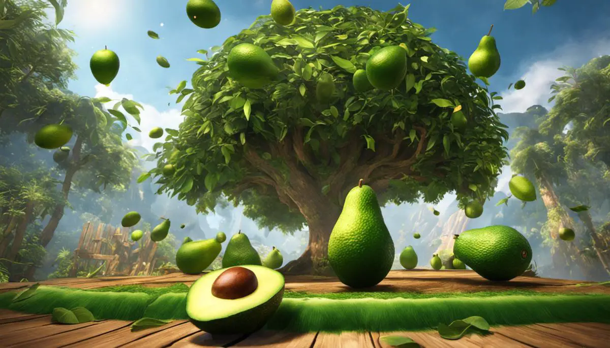 An image of players throwing avocados in a virtual game.