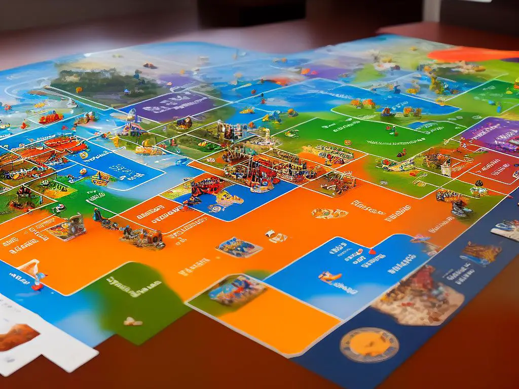 Various travel board games on a table for people to play, including 'Race Across the World'.