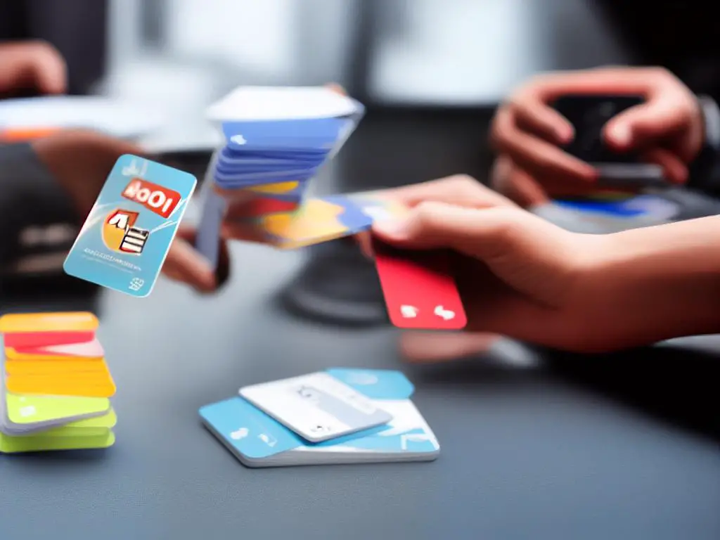 A person holding a deck of Uno Flip cards with a flipped card being seen