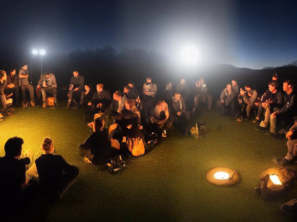 Werewolf game has players sitting in a circle at night to play the game.