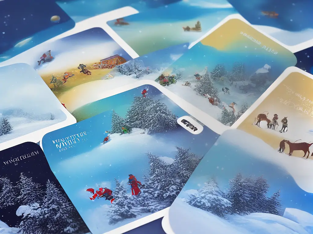 An image of the Winter Wonderland Go Fish card game with winter themed illustrations and cool-toned colors.