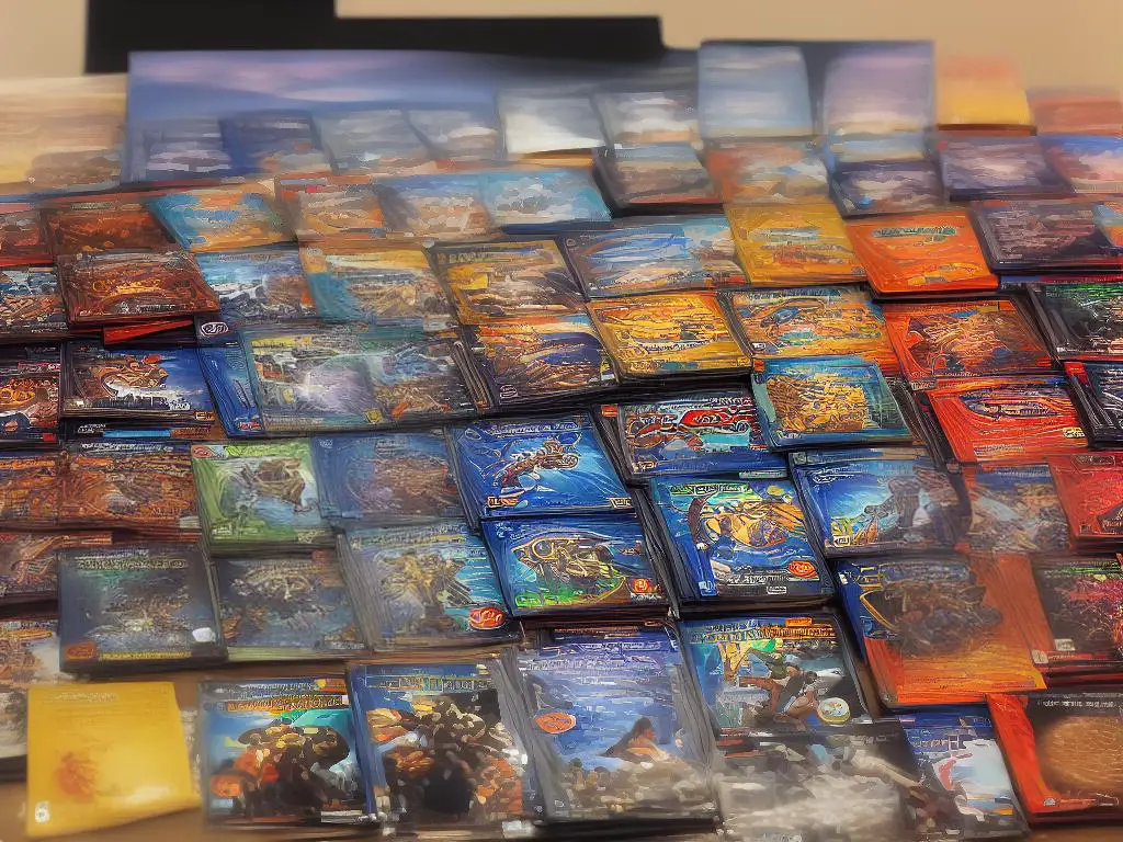 The image shows several Yu-Gi-Oh! booster packs with different designs and characters on the front covers.